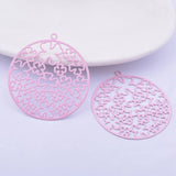 30pcs AB5425 35*37mm Light Purple Round Charms Metal Brass Thin Pendant Earring