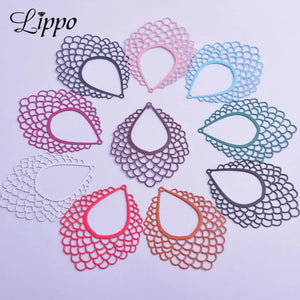 30pcs Filigree Geometry Charms Metal Pendant DIY Jewelry Earring Making