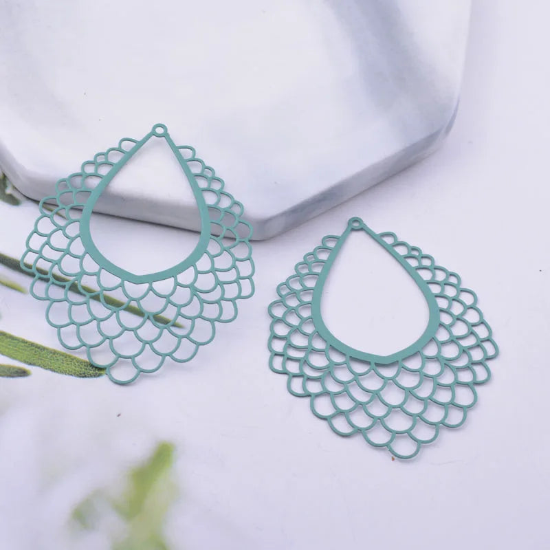 30pcs Filigree Geometry Charms Metal Pendant DIY Jewelry Earring Making