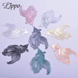 30pcs Silver Rose Goldfish Charms 32*49mm AB5587