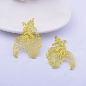 30pcs Silver Rose Goldfish Charms 32*49mm AB5587