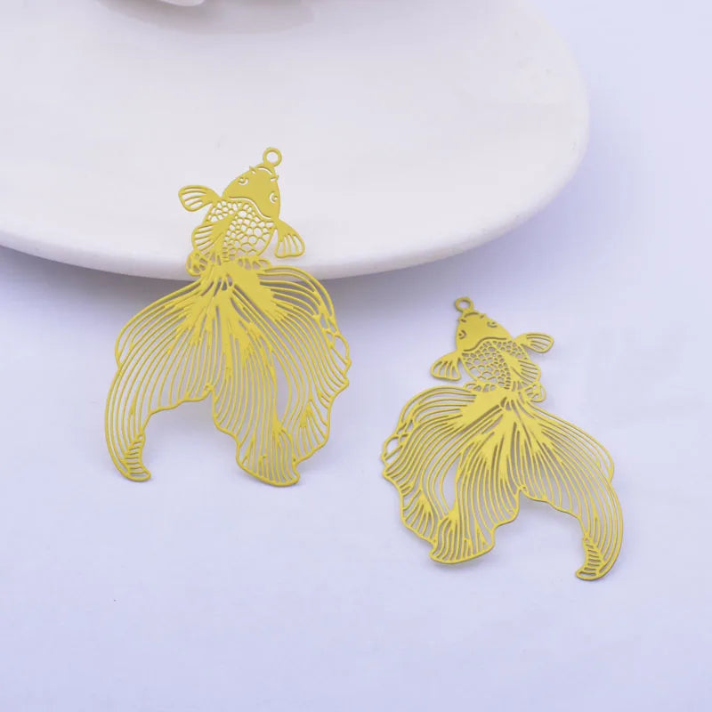 30pcs Silver Rose Goldfish Charms 32*49mm AB5587