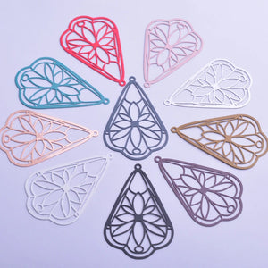 30pcs AB6265 30*50mm Filigress Flower Charms for DIY Earrings & Pendants