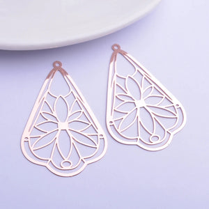 30pcs AB6265 30*50mm Filigress Flower Charms for DIY Earrings & Pendants