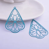 30pcs AB6265 30*50mm Filigress Flower Charms for DIY Earrings & Pendants