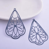 30pcs AB6265 30*50mm Filigress Flower Charms for DIY Earrings & Pendants