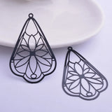 30pcs AB6265 30*50mm Filigress Flower Charms for DIY Earrings & Pendants