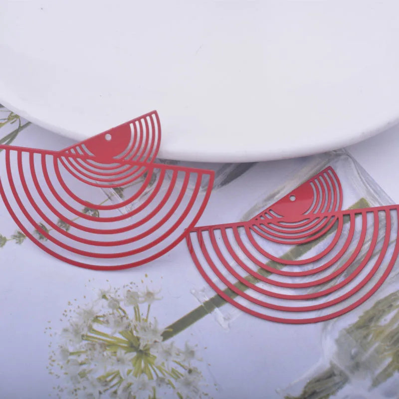30pcs Brass Painted Big Fan-shape Charms Thin Pendant DIY Earring Findings