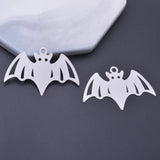 30pcs Halloween Charms Brass Rose Silver Bat Pendants 27*41mm for Jewelry Making