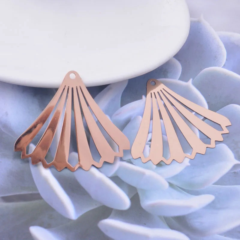 30pcs AB6948 45*39mm Big Silver Fan-shape Drop Charms Filigree Earring Findings