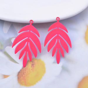 30pcs Violet Fluorescence Leave Charms for DIY Earrings