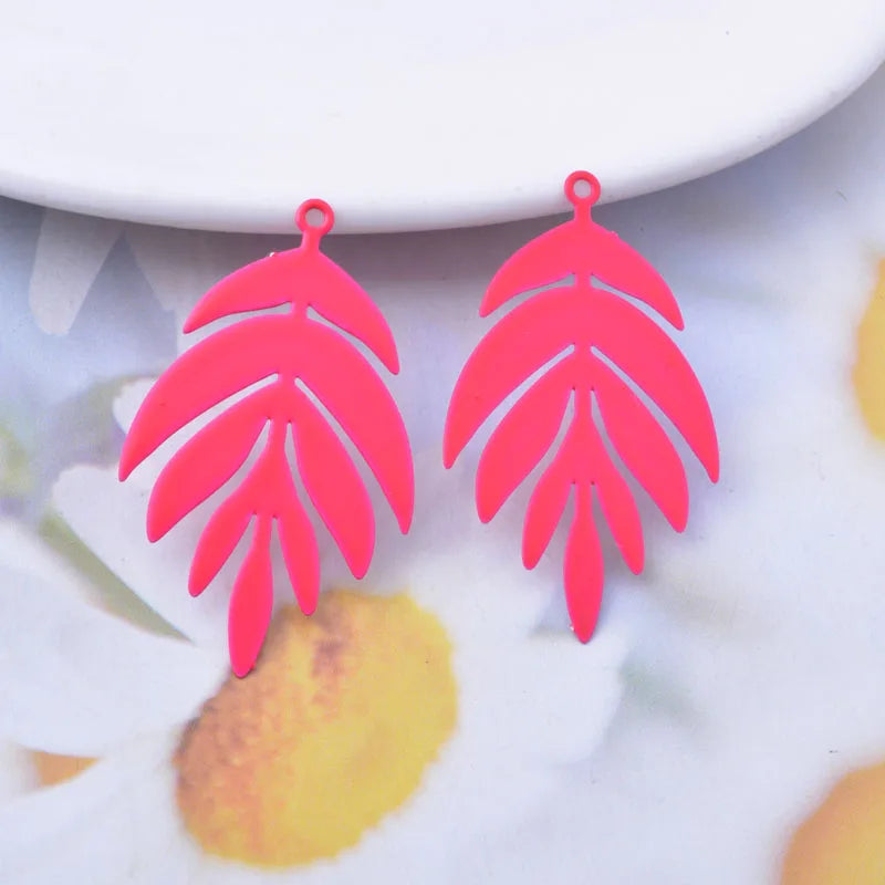 30pcs Violet Fluorescence Leave Charms for DIY Earrings