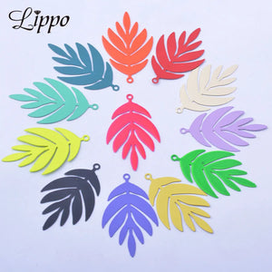 30pcs Violet Fluorescence Leave Charms for DIY Earrings
