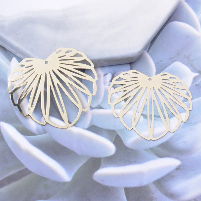 30pcs Rhodium Plated Flower Charms 35*32mm Cream Red Earring Findings