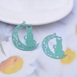 30pcs Brass Painted Moon and Cats Charms Earring Findings