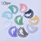 30pcs Brass Painted Moon and Cats Charms Earring Findings