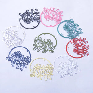 30pcs Brass King Protea Flowers Charms Pendant DIY Earring Findings