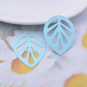 30pcs Colorful Leaf Charms Pendant Filigree Jewelry Earring Finding