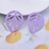 30pcs Colorful Leaf Charms Pendant Filigree Jewelry Earring Finding