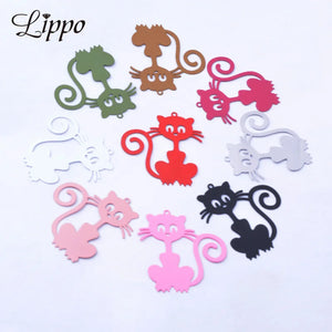 30pcs Filigree Cats Earring Charms Brass Pendant DIY Jewelry Making