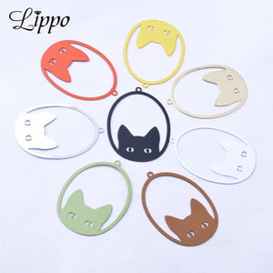 30pcs Cat Eyes Charms Earring Metal Brass Thin Pendant DIY Jewelry