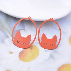 30pcs Cat Eyes Charms Earring Metal Brass Thin Pendant DIY Jewelry