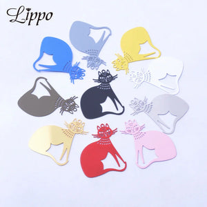 30pcs AD3518 Brass Cats Charms Stainless steel Cat Pendant