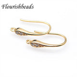 30pcs Zircon CZ Brass Bead Earrings Hooks