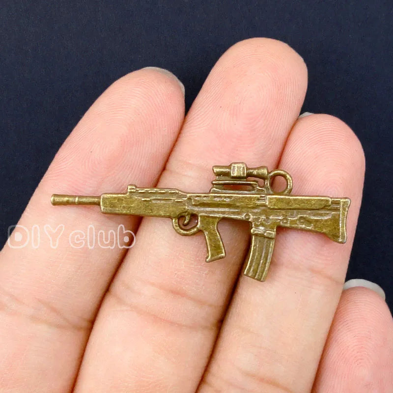 30pcs Antique Bronze Machine Gun Charm Pendant 45x18mm