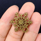 30pcs Antique Bronze Snowflake Charms Pendant 26x24mm