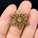 30pcs Antique Bronze Snowflake Charms Pendant 26x24mm