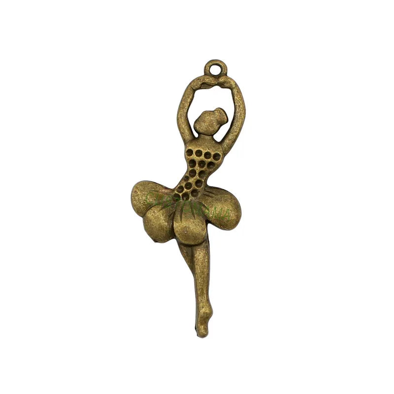 30pcs Antique Bronze Ballet Dancer Charms Pendant 51x20mm