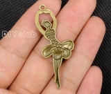 30pcs Antique Bronze Ballet Dancer Charms Pendant 51x20mm
