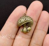 30pcs Antique Bronze Mushroom Charms Pendant 23x19mm
