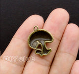 30pcs Antique Bronze Mushroom Charms Pendant 23x19mm
