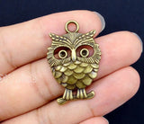 30pcs Antique Bronze Owl Charms Pendant 34x22mm DIY Supplies