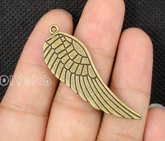 30pcs Antique Bronze Angel Wing Charms Pendant 48x15mm