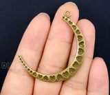 30pcs Antique Bronze Heart Moon Charm Pendant 47x32mm