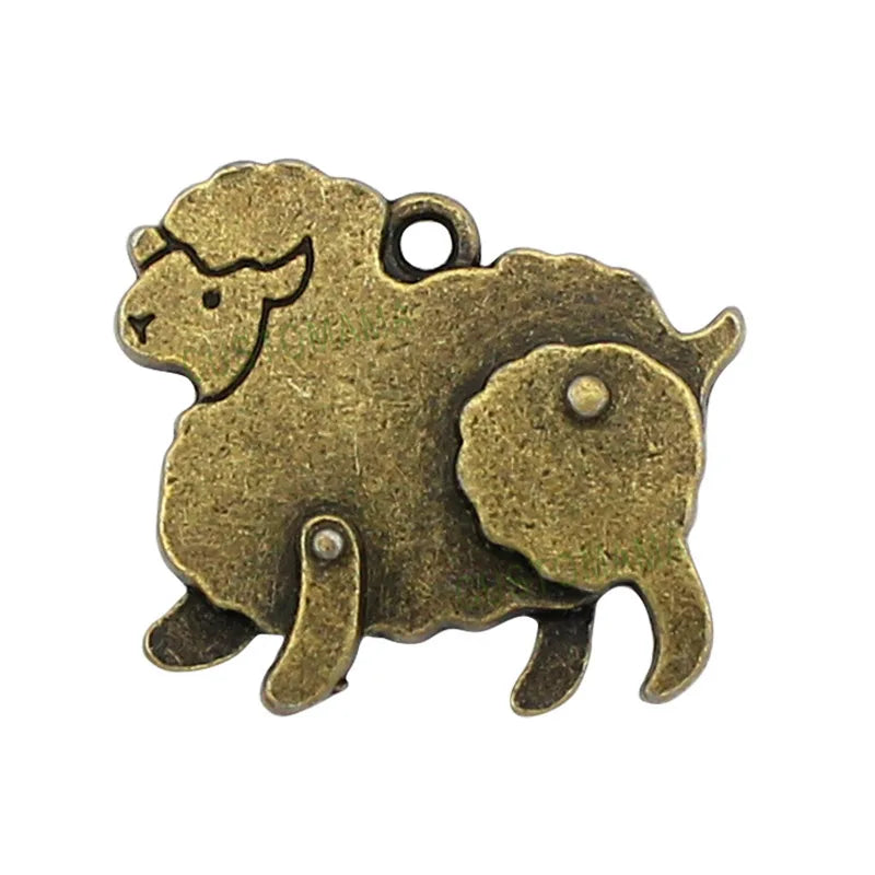 30pcs Antique Bronze Sheep Charms Pendants 20x18mm