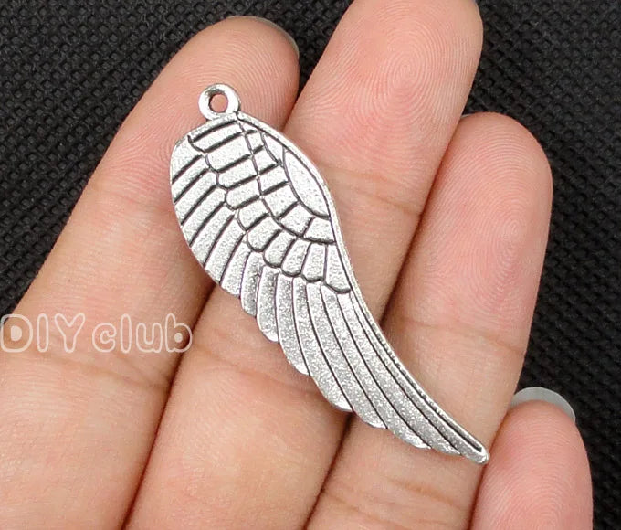 30pcs Silver Angel Wing Charms Pendant 48x15mm