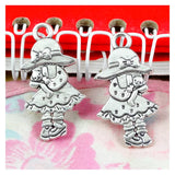 30pcs Antique Silver Bronze Girl Charms Pendants Jewelry Making DIY Craft