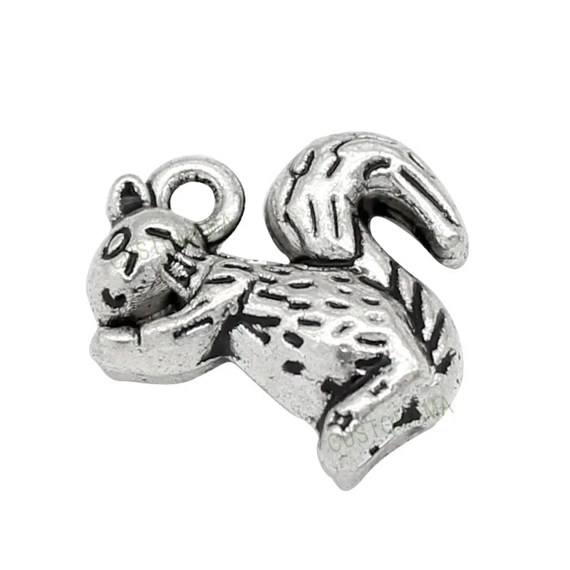 30pcs Antique Tibetan Silver 3D Squirrel Charms Pendant