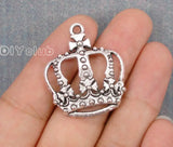 30pcs Antique Tibetan Silver Crown Charm Pendant 34x29mm
