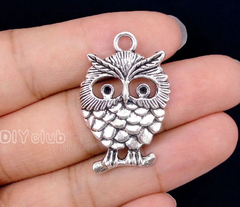 30pcs Owl Charms Pendant Tibetan Silver Antique DIY Supplies