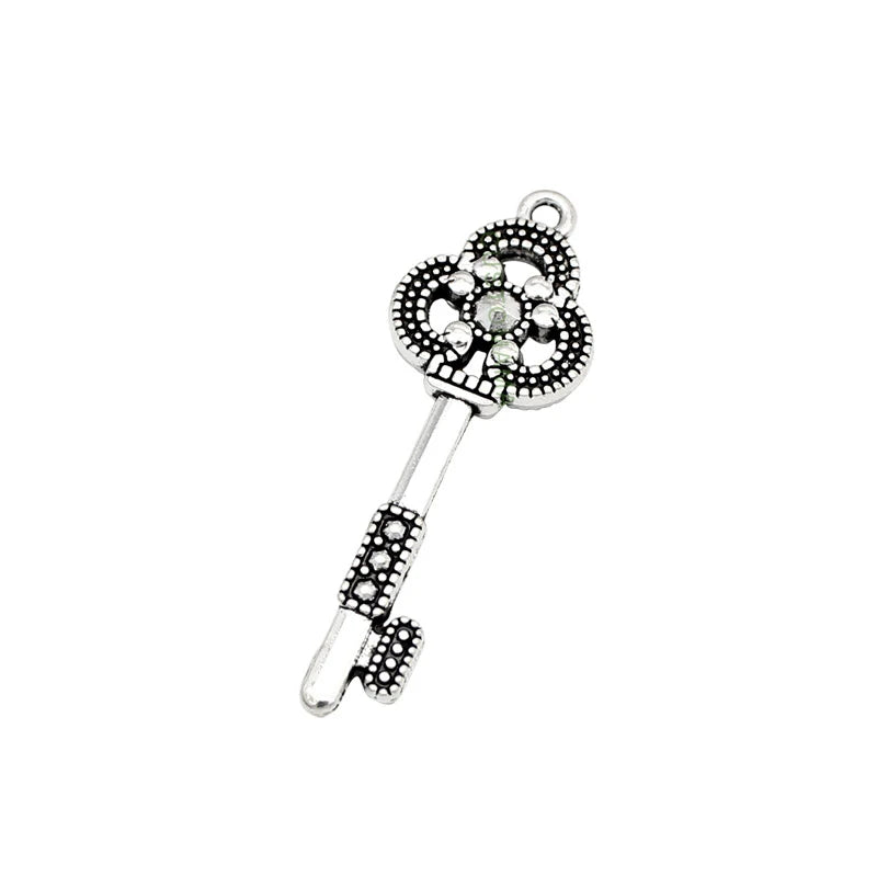 30pcs Antique Tibetan Silver Skeleton Key Charm Pendant 43x15mm