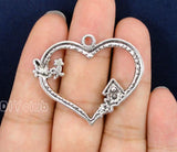 30pcs Tibetan Silver Bird House Heart Charms Pendant