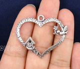 30pcs Tibetan Silver Bird House Heart Charms Pendant
