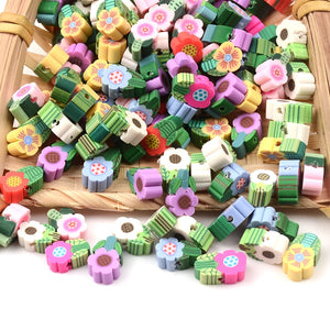 30pcs Mixed Flower Shape Polymer Clay Beads Jewelry Making DIY Accessories