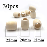 30pcs Big Hole Natural Wooden Beads Spacer Ball Round Loose Beads