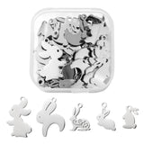 30pcs/Box 201 Stainless Steel Bunny Pendant Easter Theme Bracelet Necklace Decor